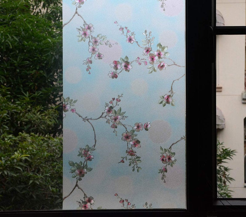 VSUDO 1 Roll 35.4" by 78.7" Window Film for Privacy, Peach Blossom Pattern Window Tint for Home, Window Glass Sticker for Office (19.37 Sq. Ft Total) - Image 2